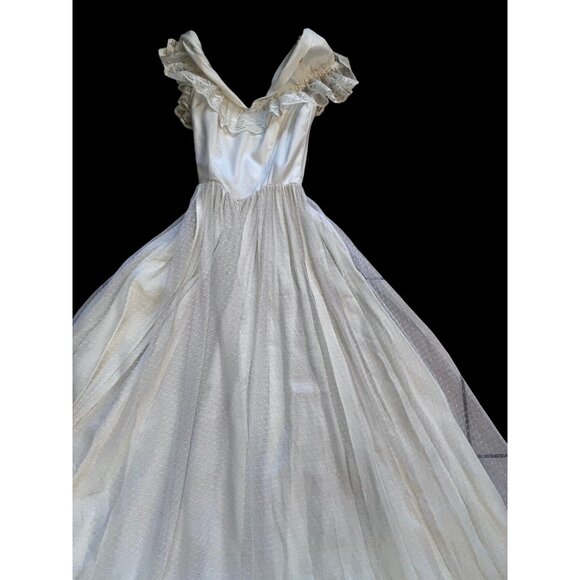 Lace Dress Boho Cottage Core Prairie renaissance fairy Bell sleeve S 1970s - Picture 4 of 12